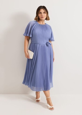 Phase Eight Kathleen Pale Blue Pleat Dress Blue Australia | KJ8132679